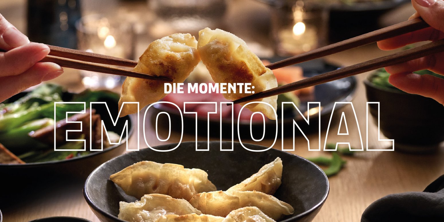 Verschiedene Kampagnen-Motive mit Food und Kikkoman Dispenser, darüber die zentralen Benefits des Produkts. Extra lange Brauzeit: Ideal, Die Momente: emotional, Natürliche Zutaten: Optimal, Die Tradition: Maximal.
